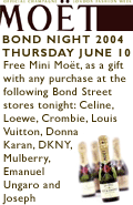 Champagne refreshments and free Mini Moët with any purchase at selected stores on Bond Street tonight