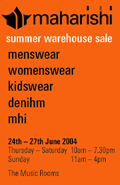 Maharishi summer warehouse sale at The Music Rooms June 24-27