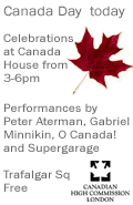 Canada Day celebrations at Canada House 3-6pm. Detailed programme here