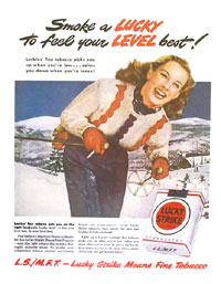 Come on do it! Feel your level best! 1949 Lucky Strike advertisement