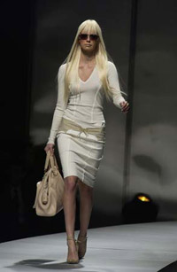 Feeling snug, too. Versace at Milan Fashion Week. Photo: Copyright of Christopher Moore Ltd