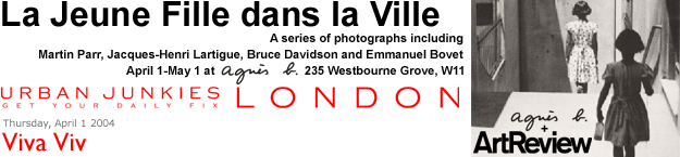 La Jeune Fille dans la Ville - photographs by Martin Parr, Jacques-Henri Lartigue, Bruce Davidson and Emmanuel Bovet among others. At agnès b, Westbourne Grove, W11 - April 1-May 1